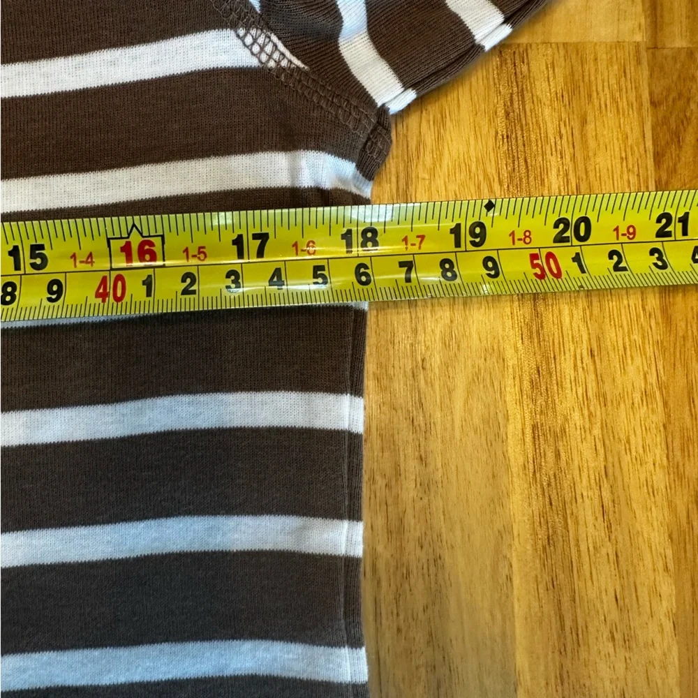 Karen Scott Sport Woman's Cotton White & Tan Striped With Hood Size M - Picture 9 of 11